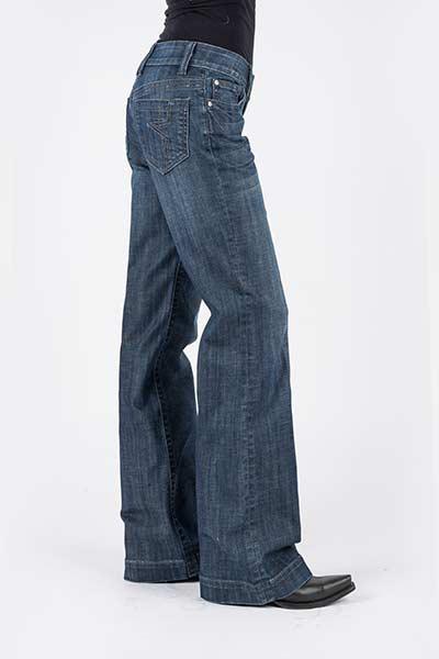 WOMENS JEAN 214 FIT TROUSER STYLE DECORATIVE PIECED BACK POCKET DETAIL11-054-0214-0321 BU