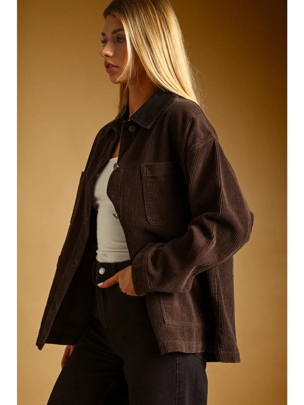 Corduroy Button Front Barn Jacket