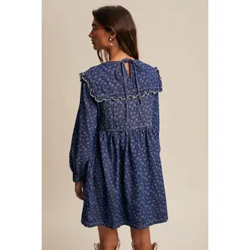 Quilted Yoke Denim Mini Dress