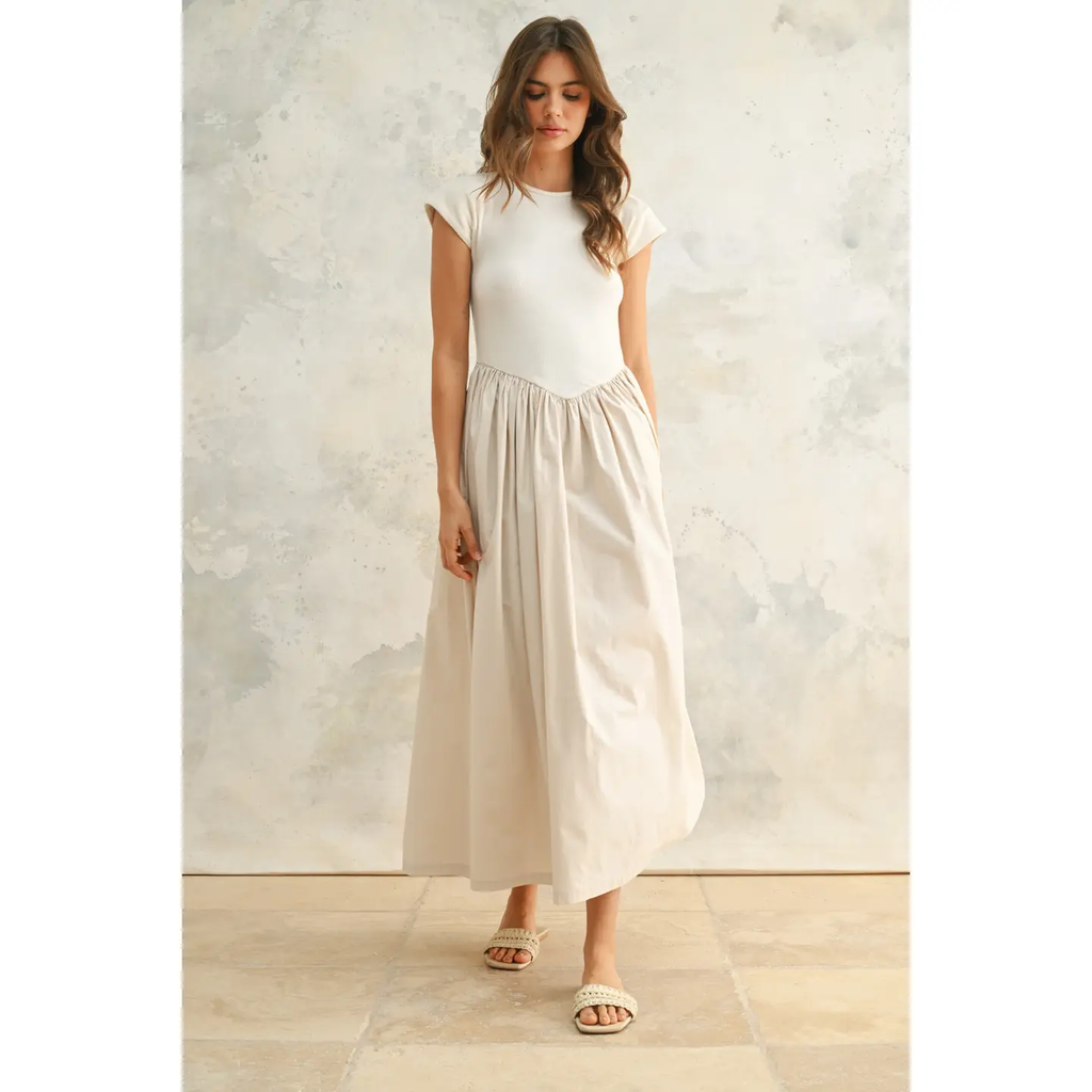 Rib and Woven Skirt Combo Dress
