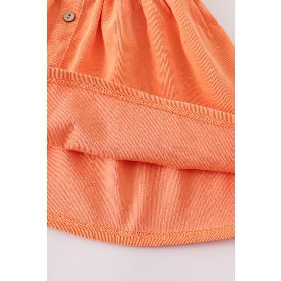 CORAL VELVET RUFFLE SUSPENDER DRESS