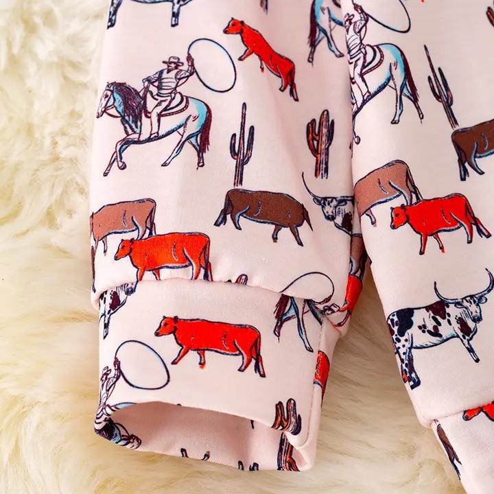 Multi-Printed Cow Boys Pullover