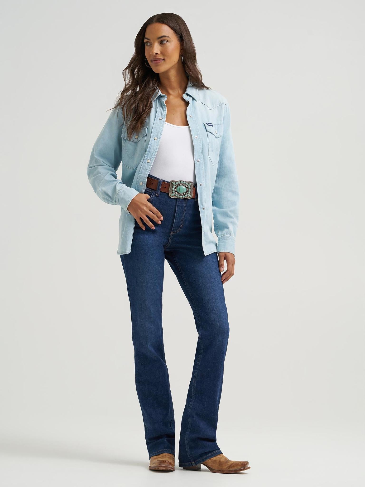 Wrangler® Denim Snap Shirt - Bleached Denim