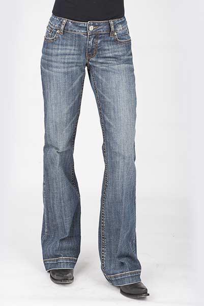 WOMENS JEAN ELLA TROUSER FIT STEER HEAD W/ARROWS EMB BACK PKT OWS 10-054-0460-0014 BU