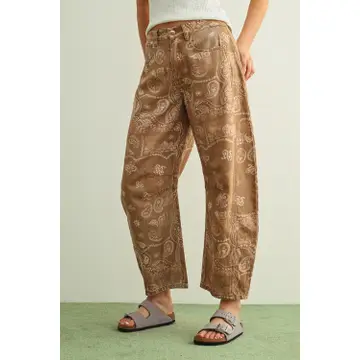 Paisley Print Washed Pants