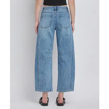 High Rise Barrel Leg Jeans - TINGLE