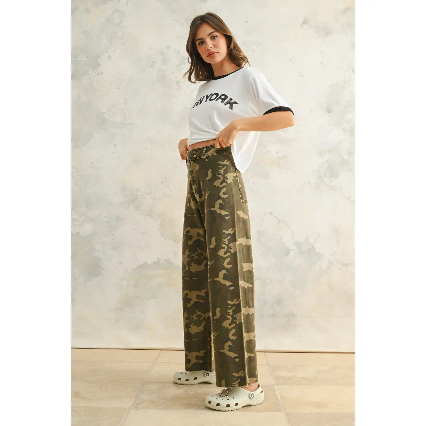 Camouflage Print Stretch Pants