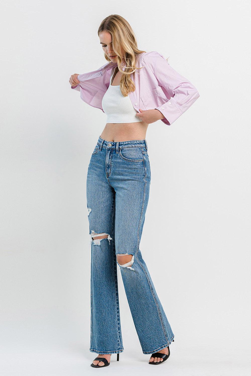 90's Vintage Super High Rise Flare Jeans