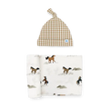 Stretch Knit Swaddle and Hat - Wild Horses Set