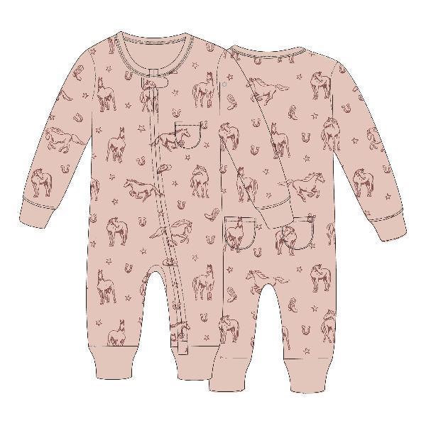 ORGANIC FOOTLESS 2-WAY ZIPPER ROMPER - RODEO ROSE