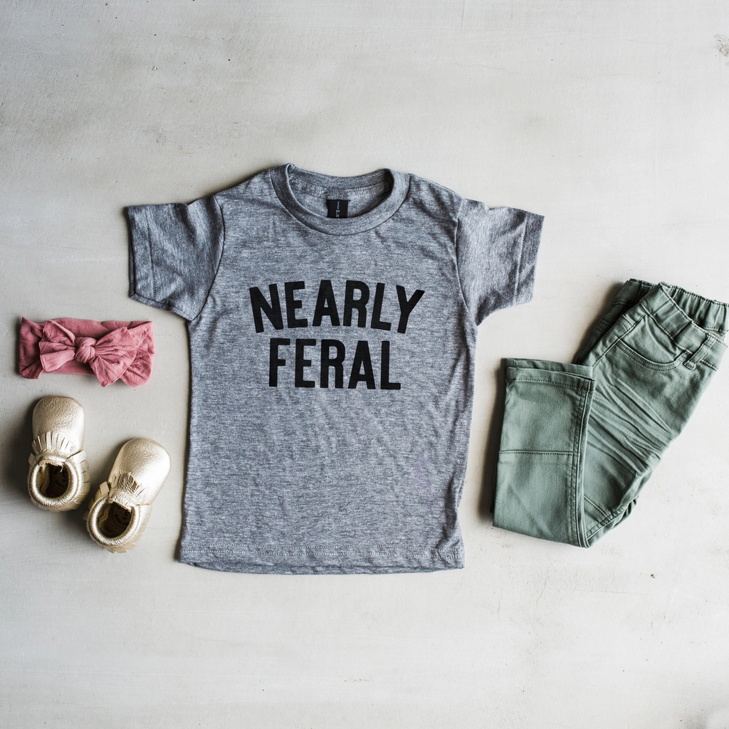 Nearly Feral Kids Tee - Gray