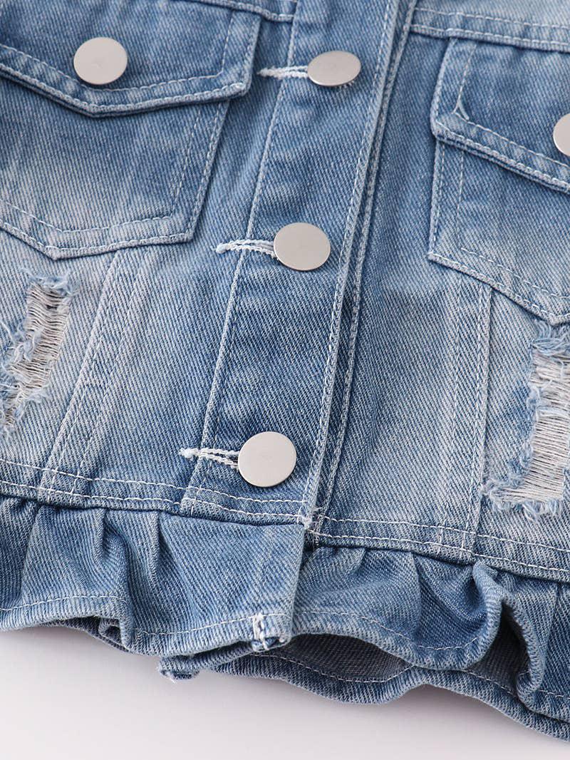 DENIM RUFFLE GIRL VEST