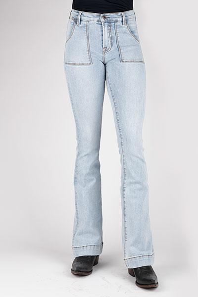 Stetson Women's Jean- 921 High Waist Flare Fit Acid Wash Plain Back Pkt - 11-054-0921-2416 BU