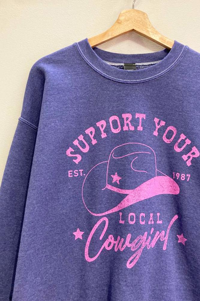 SUPPORT YOUR LOCAL COWGIRL (OVERSIZED) - INDIGO