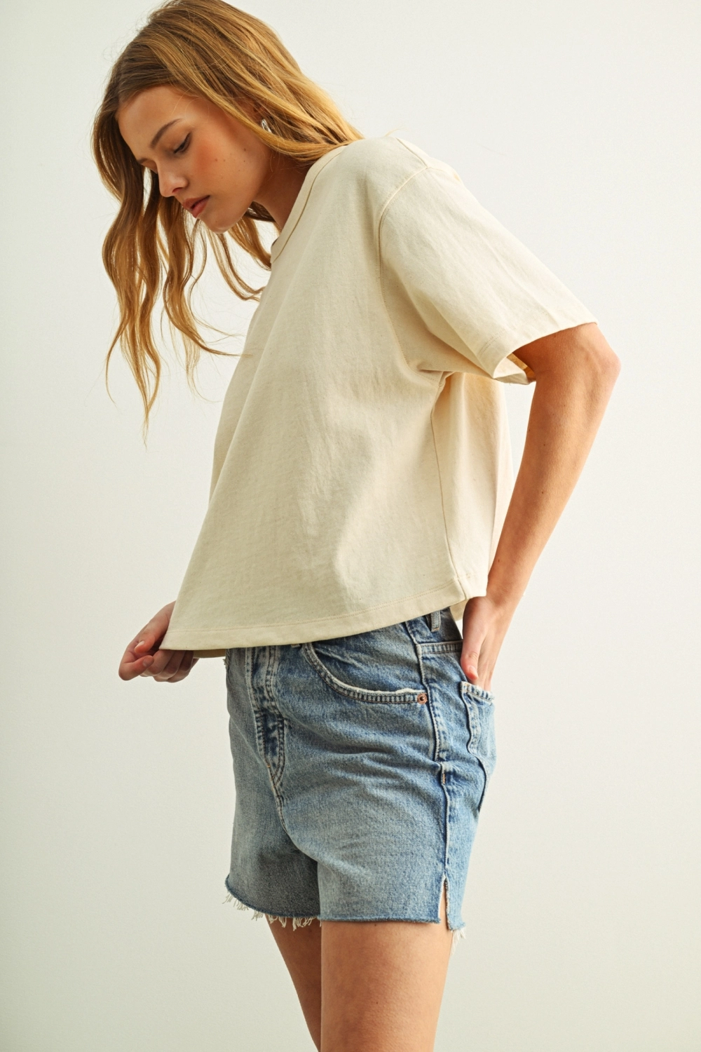 Short Sleeve Linen Knitted Top - White