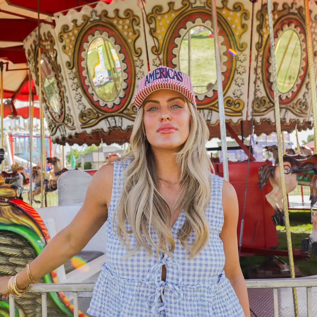 America's Sweetheart Striped Trucker Hat