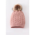 DUST ROSE CABLE KNIT POM POM BEANIE