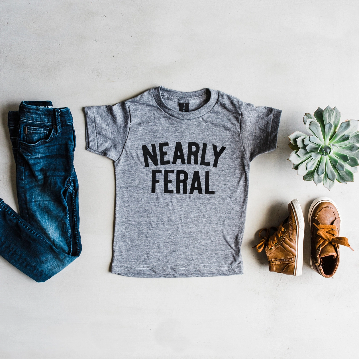 Nearly Feral Kids Tee - Gray