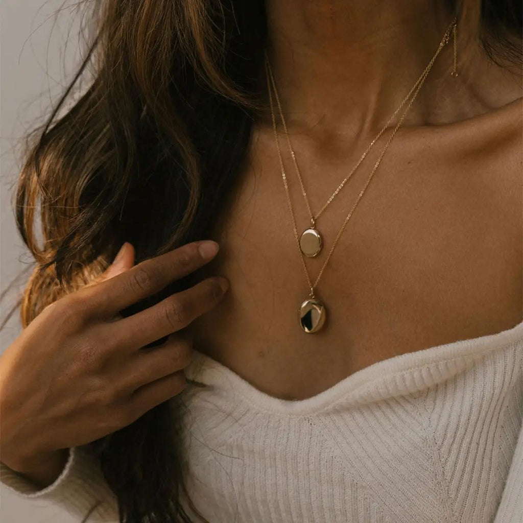 Made By Mary Mini Oval Locket Necklace - Gold