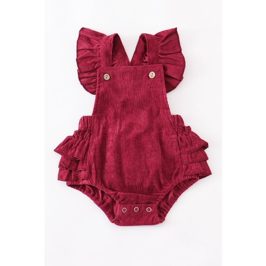 ORCHID VELVET RUFFLE BABY ROMPER