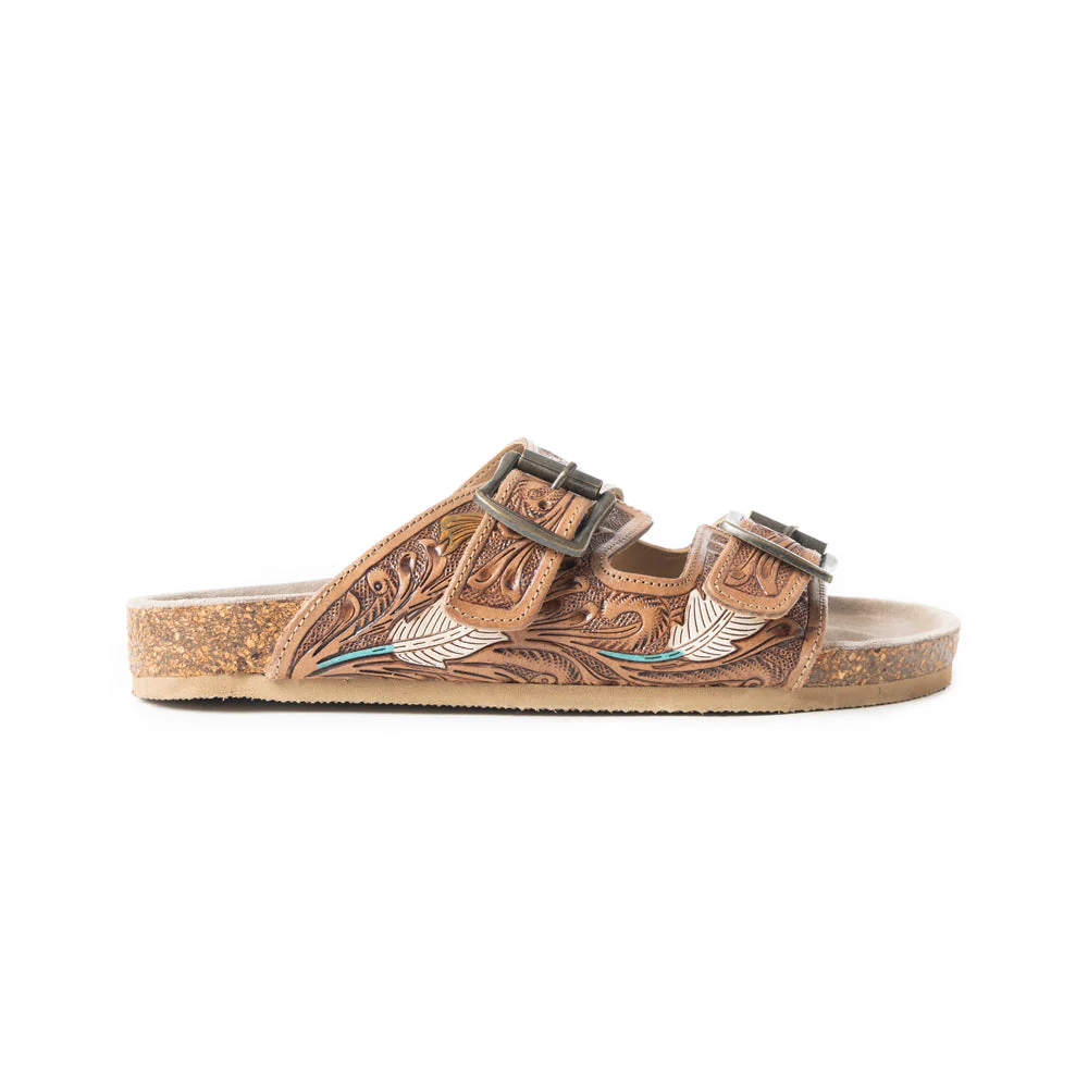 FALLING FEATHER SANDALS IN DARK BROWN