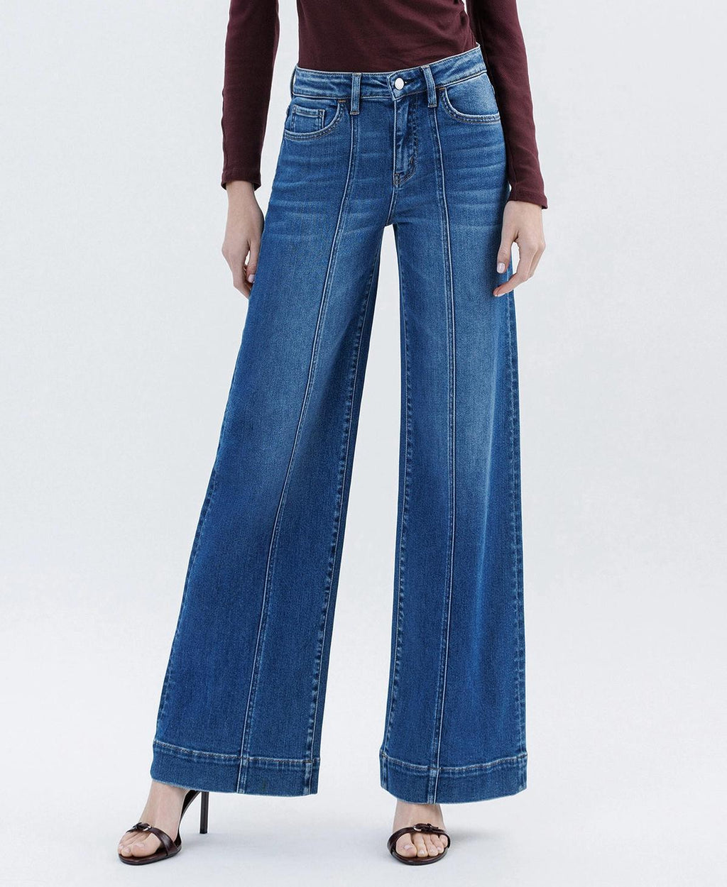 High Rise Trouser Hem Extreme Wide Leg Jeans