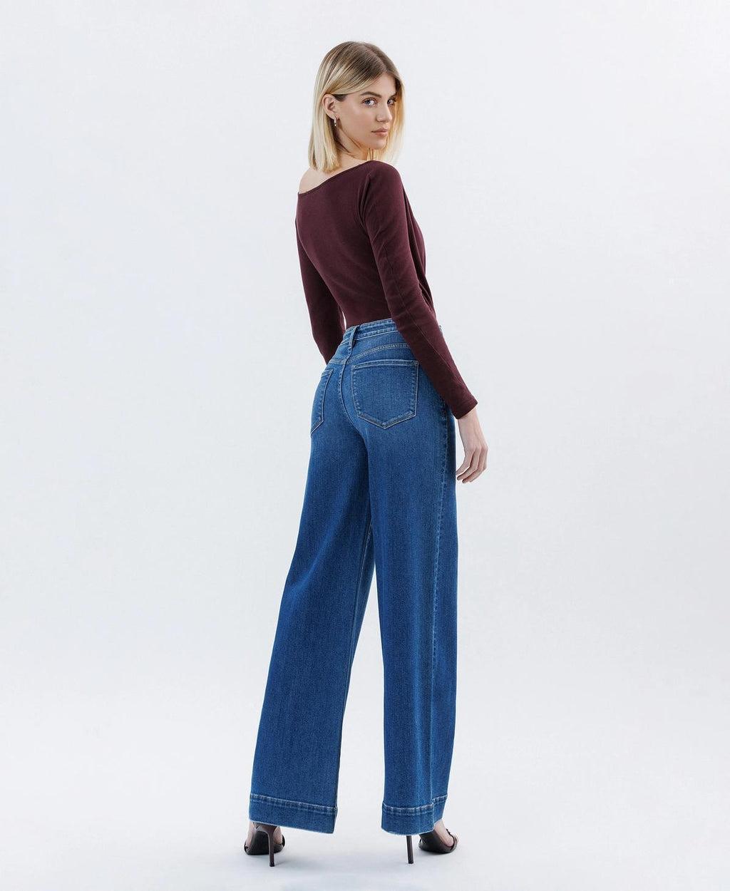 High Rise Trouser Hem Extreme Wide Leg Jeans