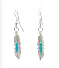 Navajo Handmade Kingman Turquoise Earrings-Allen Barney