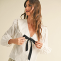 Textured Fabric with Tie in the Front Blouse