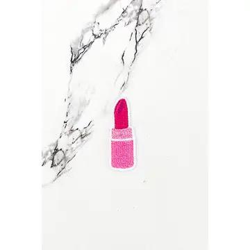 Pink Lipstick Embroidered Patch