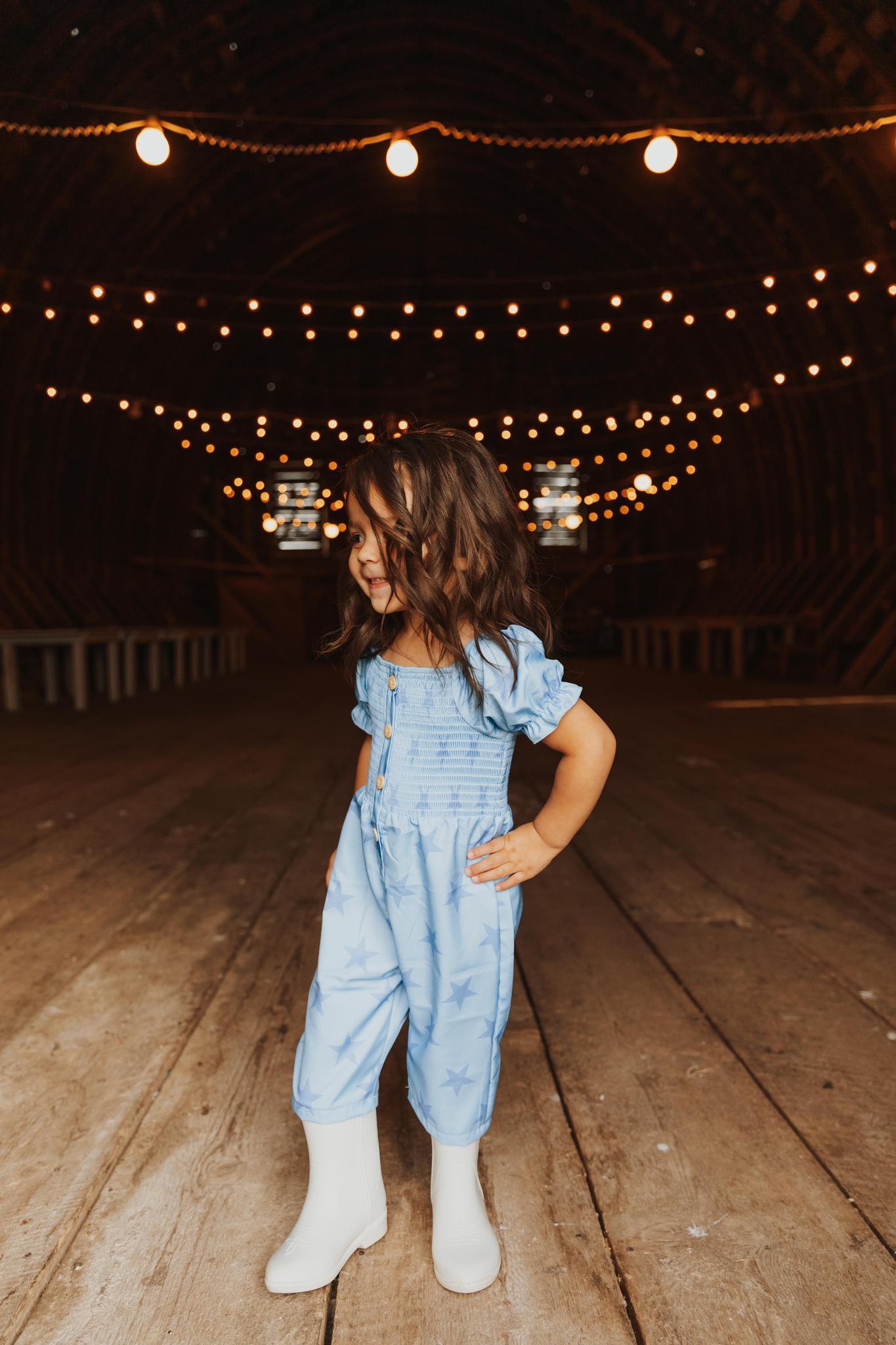 BLUE STAR SMOCKED GIRL JUMPSUIT