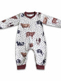 POLKA DOT COW LONG SLEEVE ROMPER - BROWN