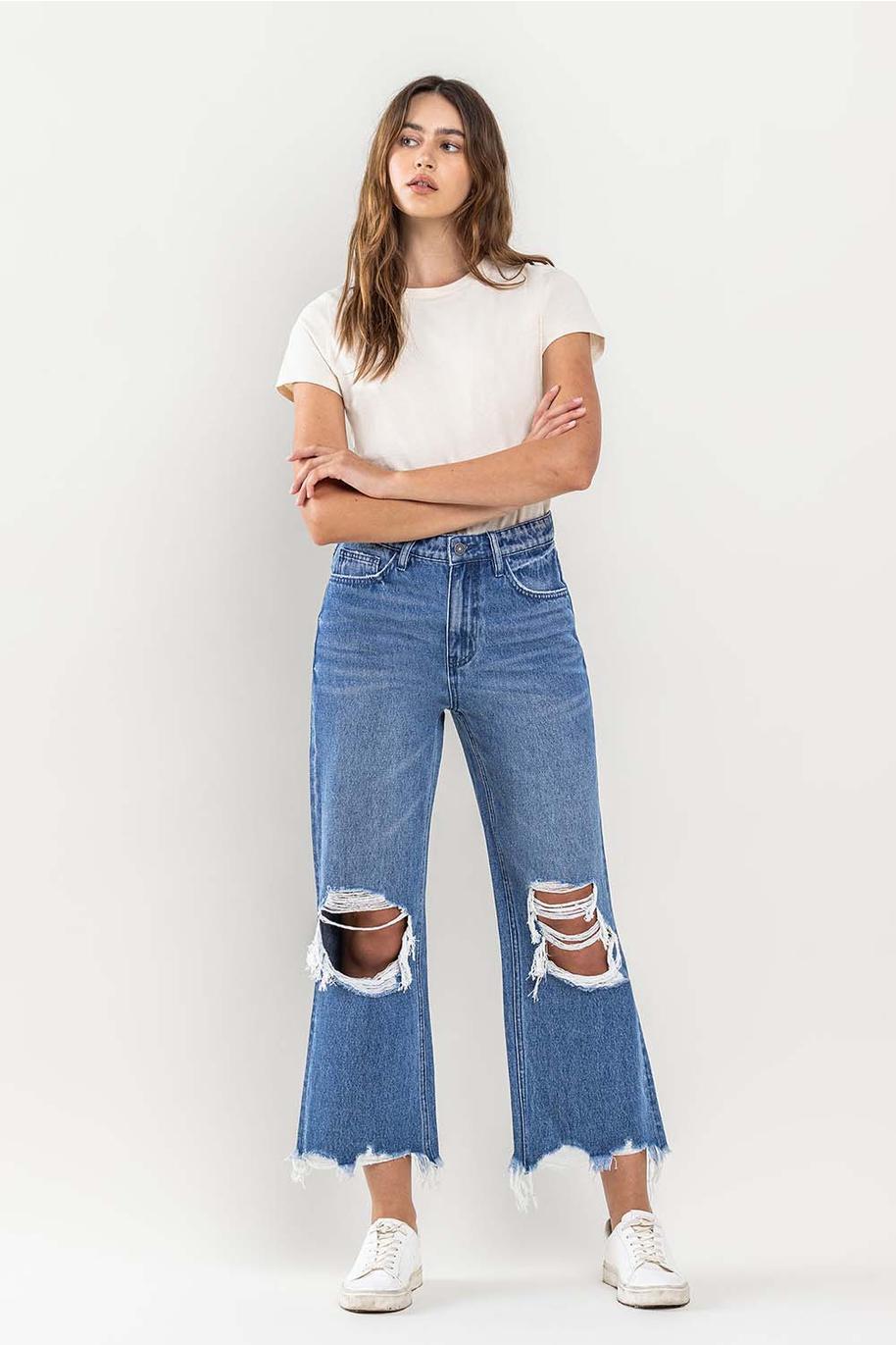 90's Vintage Super High Rise Crop Kick Flare