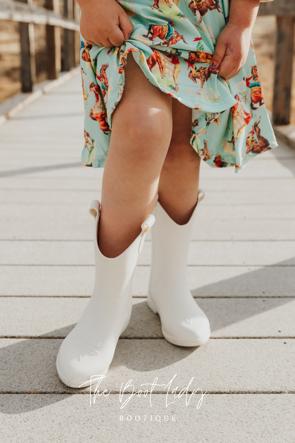 Bone White Kid's All Weather Rubber Cowboy Boots