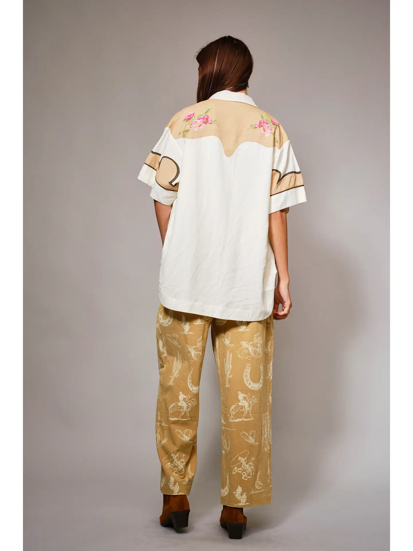 Western Motif Wide Leg Pants