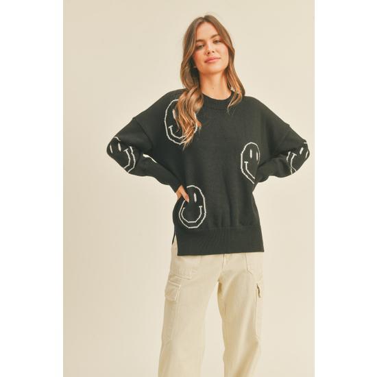 SMILE PATTERNED SWEATER TOP - MMT1581