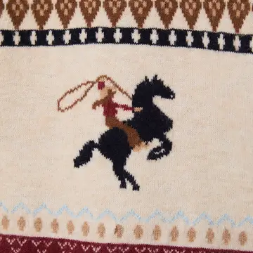 Horse Graphic Button Up Oversize Sweater Cardigan