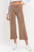 High Rise Crop Wide Leg Jeans - Chocolate Malt