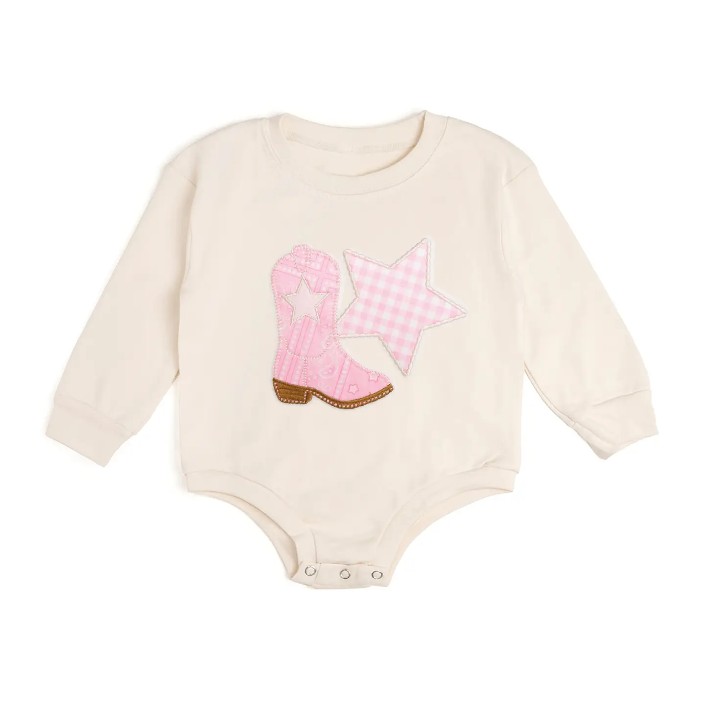 Bandana Cowgirl Patch Western Long Sleeve Romper - Baby