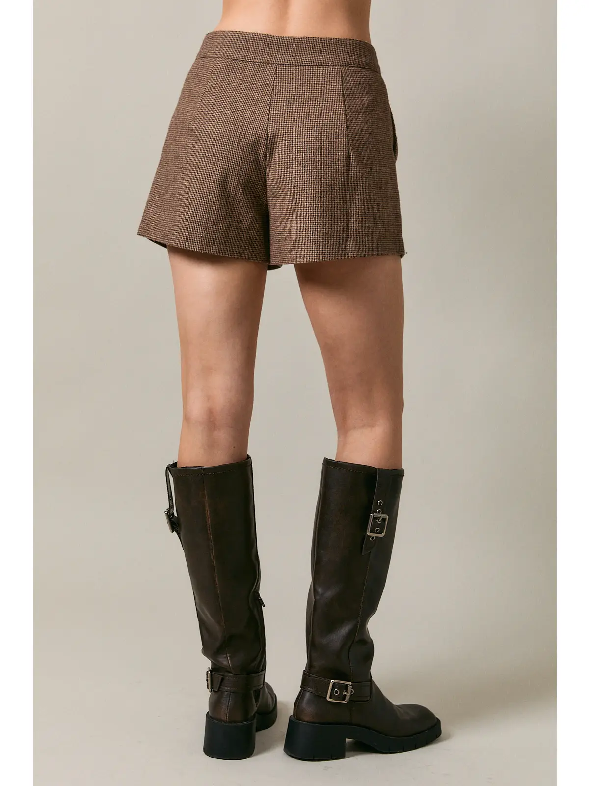 Houndstooth Mid-Rise Shorts