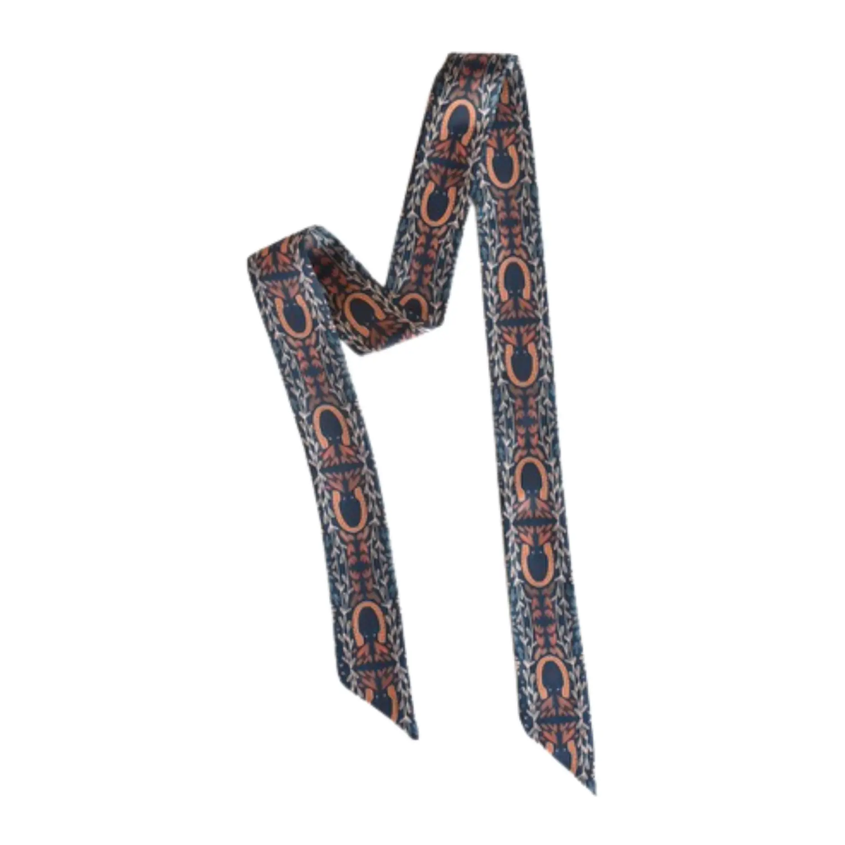 Western Harvest Twilly Scarf in Deep Juniper: Floral Western Satin Chiffon Green Scarf