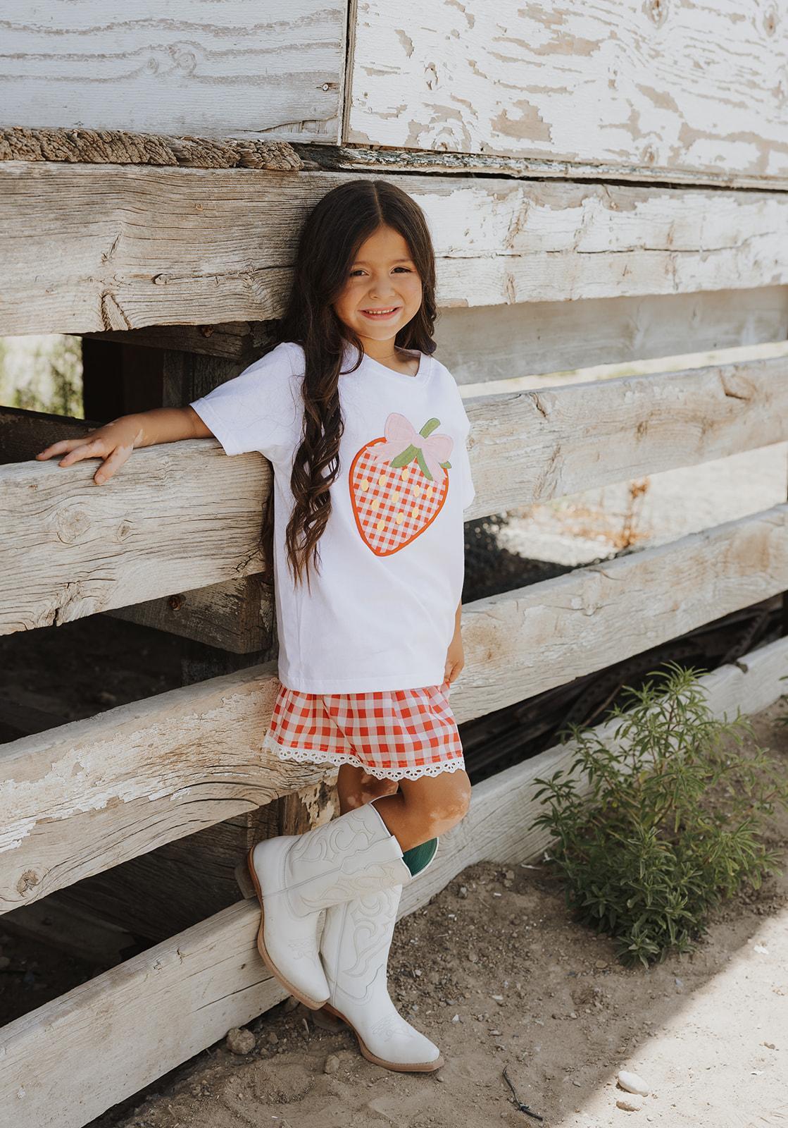 Strawberry Patchwork Short Sleeve T-Shirt - Kids Clothes