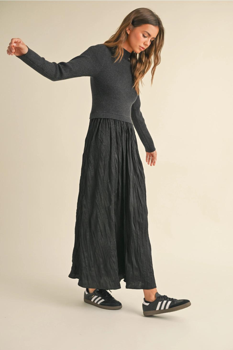 Sweater Combo Woven Dress