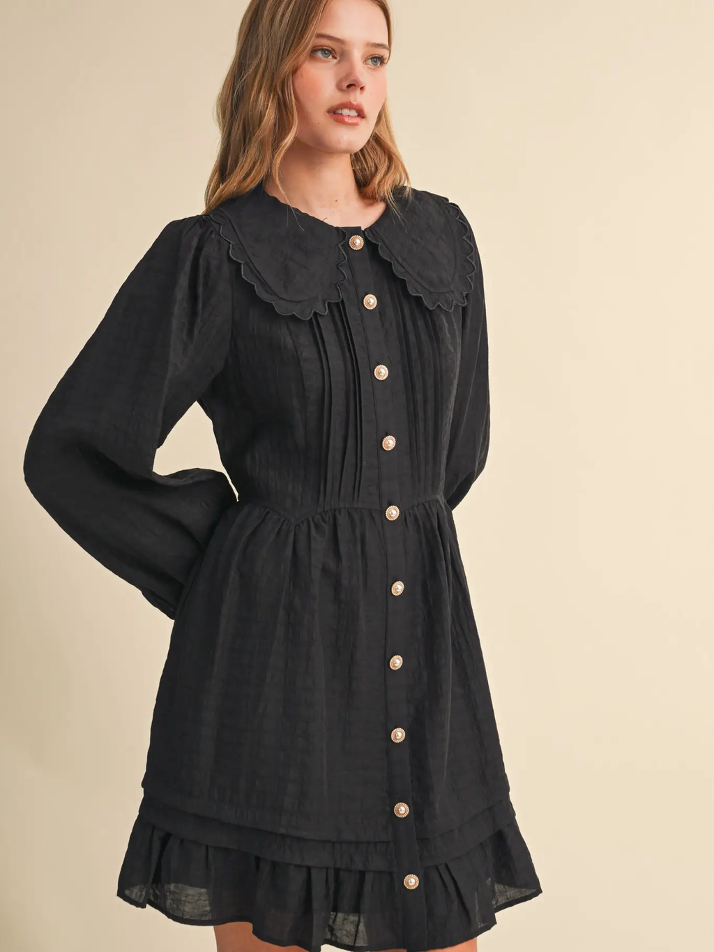 Doll Collar Button Down Mini Dress