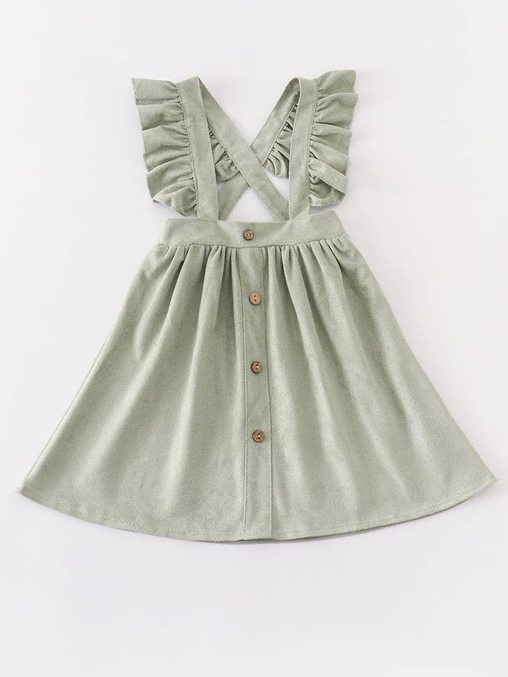 GIRLS SAGE RUFFLE SUSPENDER DRESS