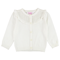 Girls Off-White Sweater Knit Ruffle Trim Cardigan - Off-White