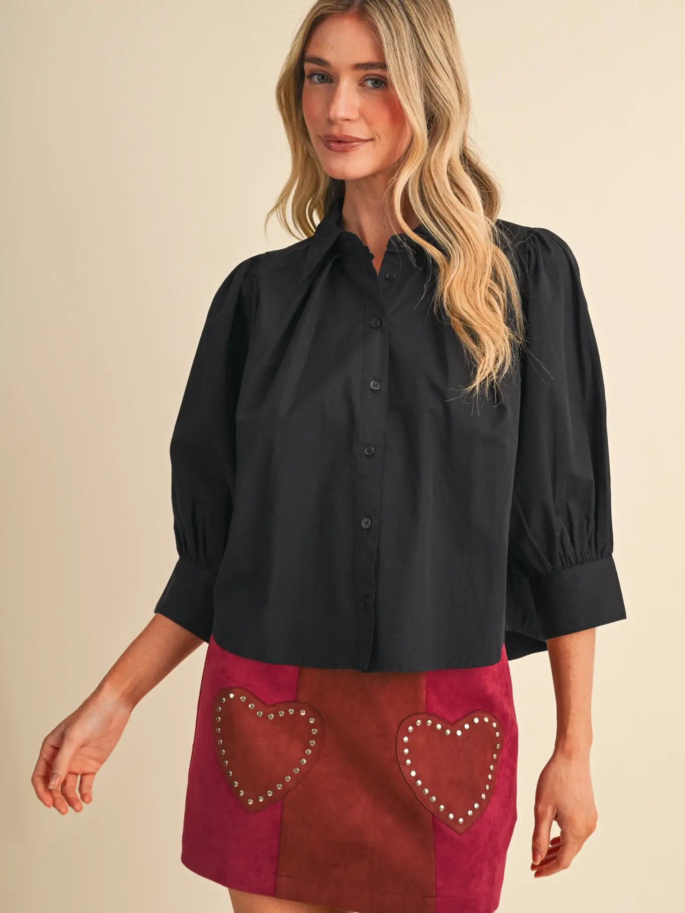 Puff Sleeve Button Down Top