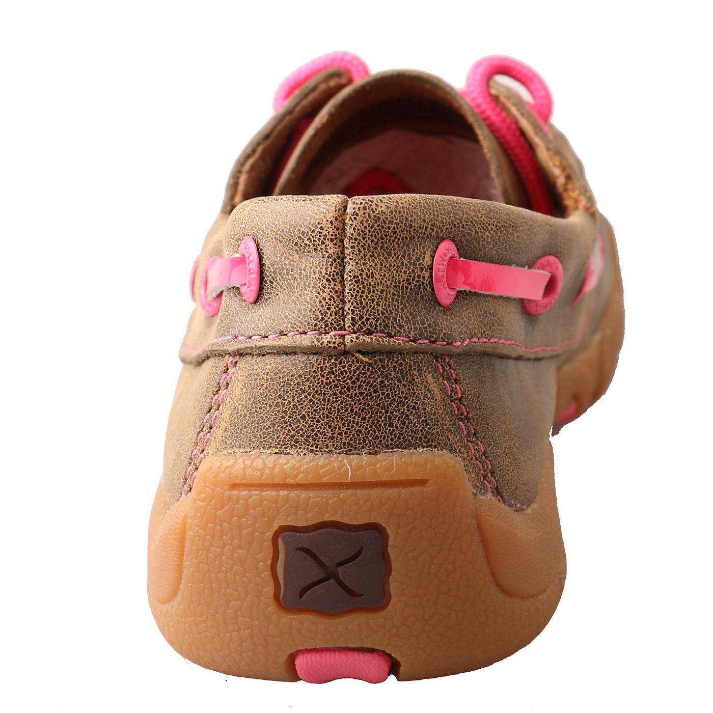 YOUTH DRIVING MOCCASINS BOAT/NEON PINK YDM0015