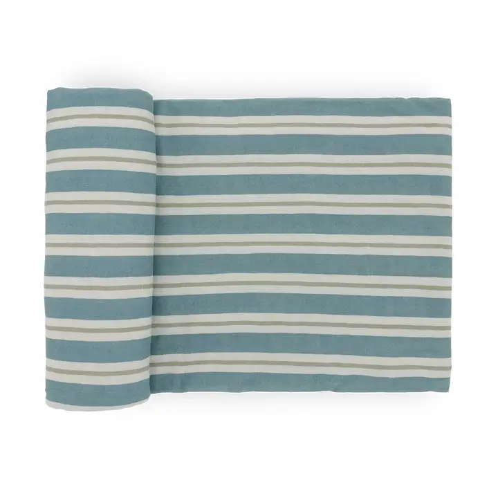 Stretch Knit Swaddle Blanket - Blue Vintage Stripe