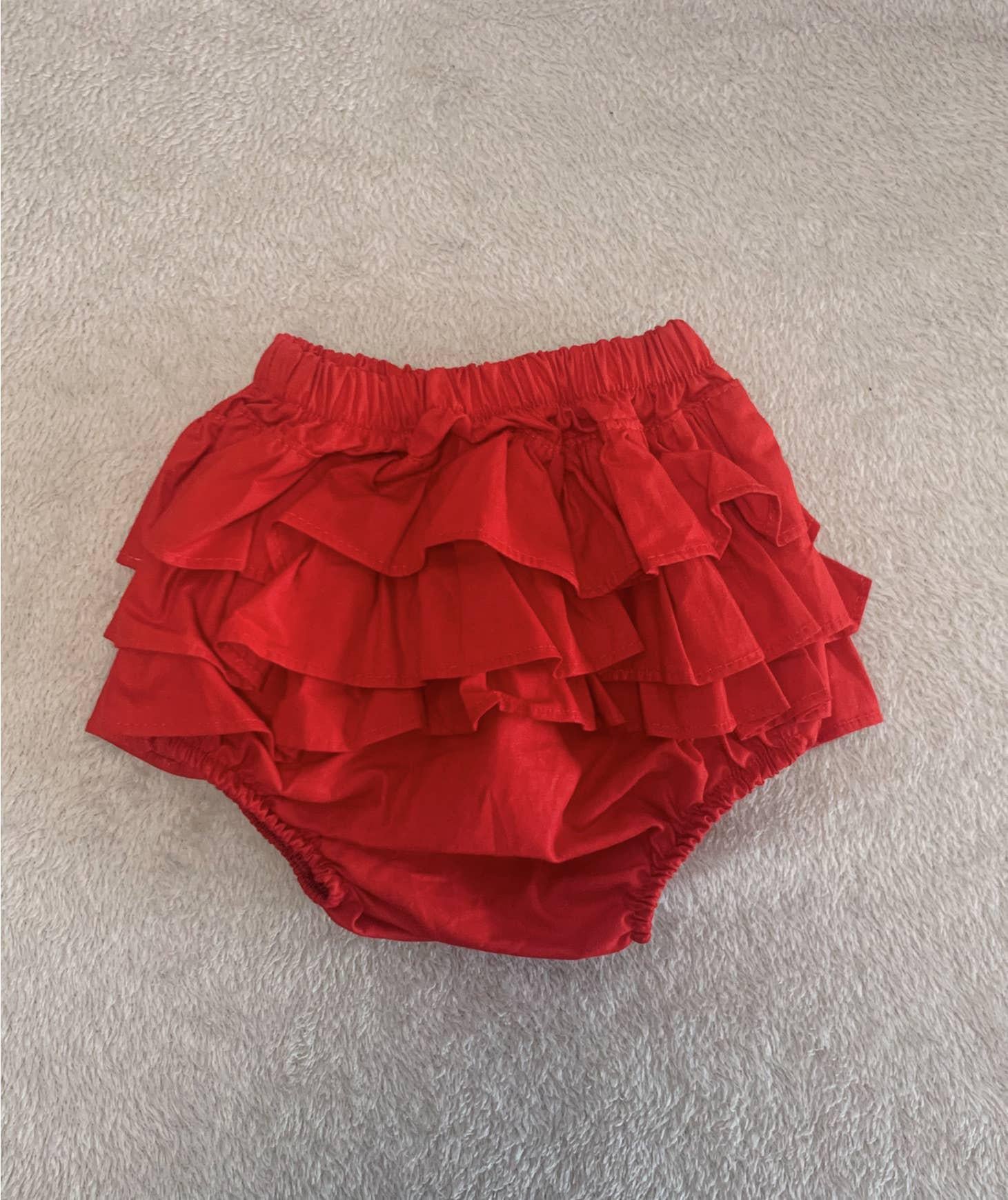 BABY RUFFLE BUMMIES - SOLID RED